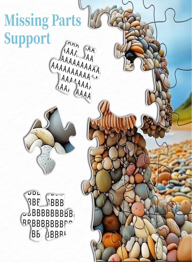 PICKFORU Funny Dog Jigsaw Puzzles 1000 Pieces for Adults, Summer Beach Guardian Dog Puzzle Cute, Interesting Seaside Stone Puppy Theme as Home Decor - Image 5